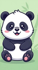 Fototapeta premium Cute cartoon panda bear smiling happily.