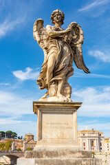 Fototapeta premium Angel sculpture on St. Angel bridge (Ponte Sant'Angelo), Rome, Italy