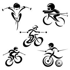 Naklejka premium Cycling on Skis