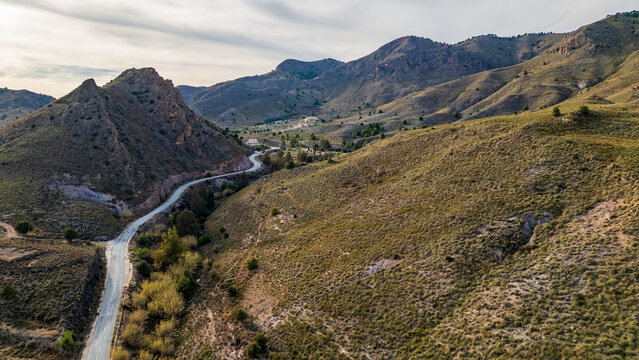 Winding road through the Sierra de la Muela mountains, Cartagena, Spain