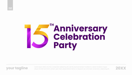 Fototapeta premium 15th anniversary celebration party yellow purple gradient logo banner template