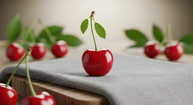 Ceri atas kain abu abu diatas meja