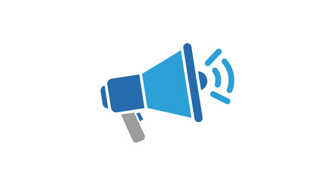 Blue Megaphone Loudspeaker Icon Graphic.