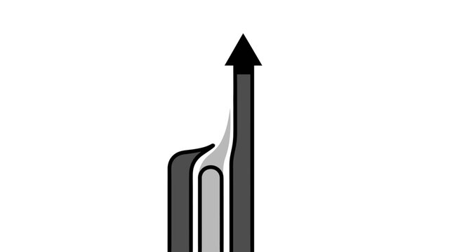 Black and white upward arrow symbol.