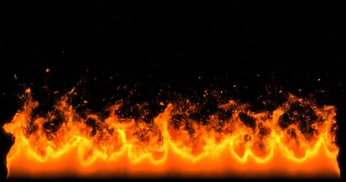 Flames burning on black background.