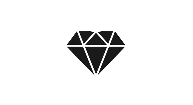 Black Diamond Heart Shape Icon.
