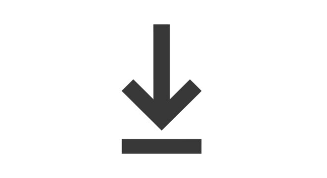 Black Download Arrow Icon on White.