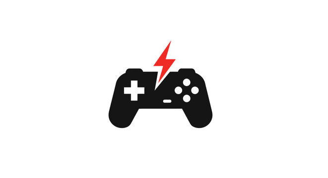 Black gaming controller with lightning.