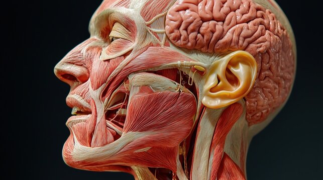 Speech-Language-Hearing Month: scientific sagittal cross-section of human head showing complete speech production anatomy, tongue musculature, soft palate, pharynx, larynx, trachea, nasal cavity