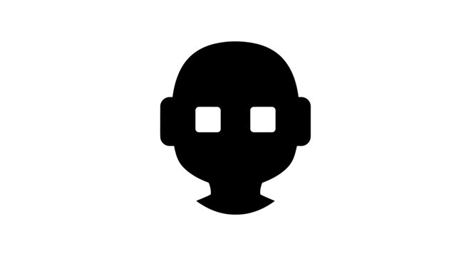 Black silhouette of a robot head.