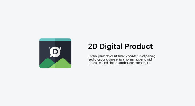 2D digital product on screen display.