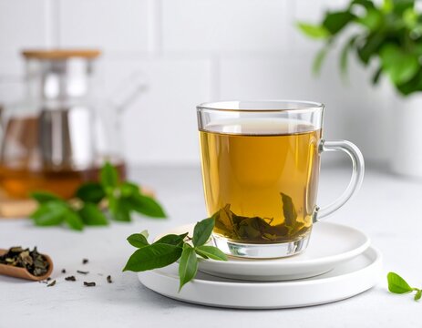 Herbal jati belanda tea guazuma ulmifolia infusion in transparent glass