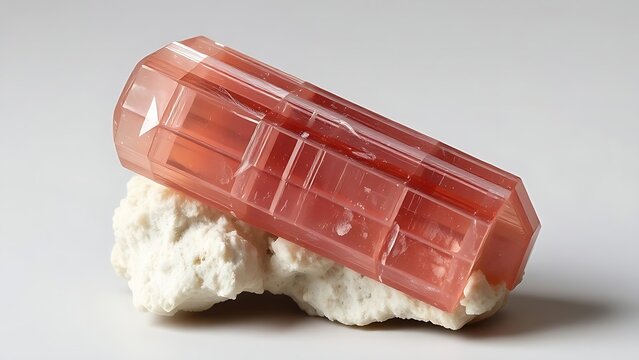 corundum. A rough, barrel-shaped corundum crystal specimen with natural striations. STEM education sheets, lab safety posters, designed for STEM education and laboratory safety posters.