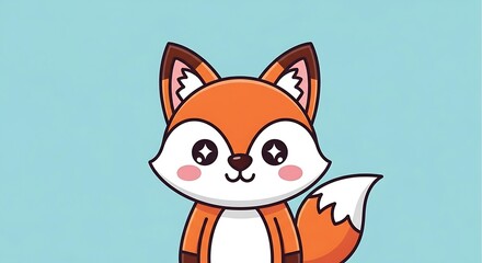 Obraz premium Cute cartoon fox with orange fur.