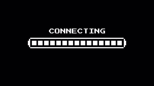 Pixel loading bar animation with retro 8bit style for connection and system interface. Retro progress indicator pixel style for connecting screen and digital loading UI. 4K Video