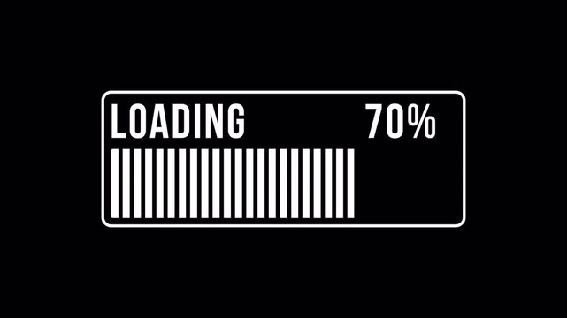 Modern loading progress bar with percentage indicator on a dark background. Percentage loader flat minimal style for digital interface and system progress display. 4K Video