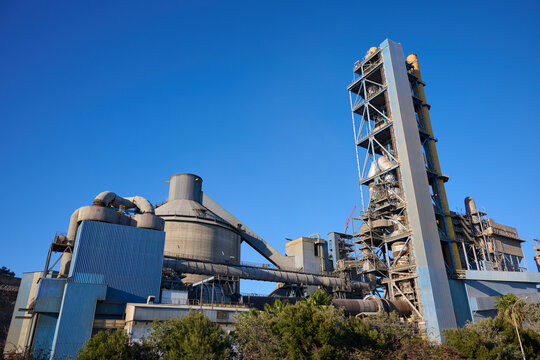 Exterior view of a cement factory