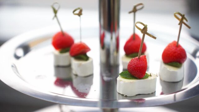 table with delicious sweets. Video footage