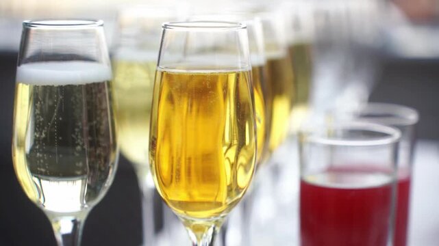Glass glasses of champagne, people celebrating an important event, a festive toast