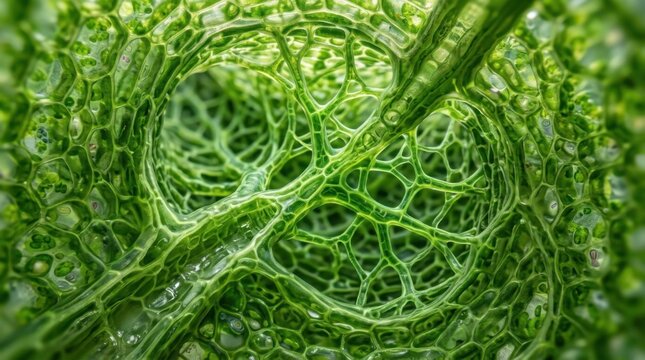 Intricate Green Plant Structure - A Detailed Macro Photography Study.