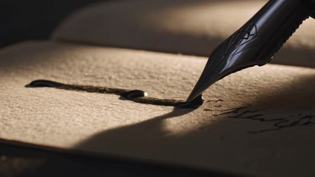 A pen lies on a sheet of paper in sunlight with shadows.