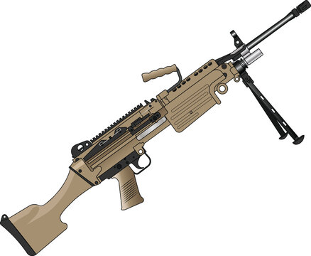 M249 squad automatic weapon side view vector illustration. M249 SAW vector