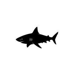 Fototapeta premium Black silhouette of a shark swimming.