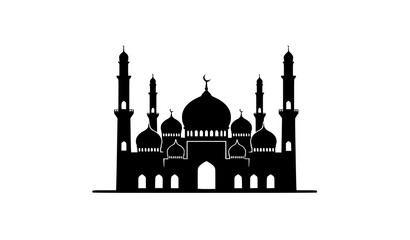 Mosque silhouette vector with Islamic architecture domes and minarets © Crafts Home