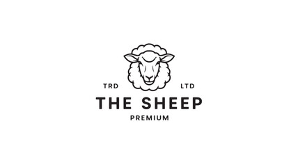Obraz premium Sheep head logo with premium branding text and simple line art for clothing, dairy, and farm identities