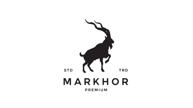 Bull silhouette logo with premium typography reading Markhor and STD TRD on clean white background featuring wildlife emblem, horns, animal branding