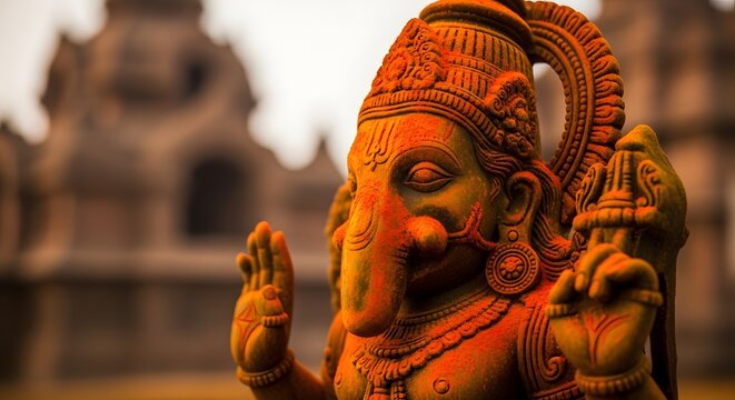 Sacred Ganesha Statue Celebrating Varaha Jayanti with Traditional Carvings and Rich Cultural Significance