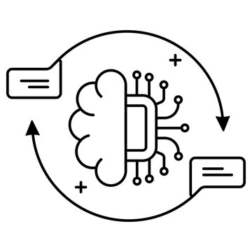 Feedback Loop Icon, Iterative Response Cycle and Output Refinement Process for AI Systems, Improving Accuracy Through Continuous Input and Output Optimization