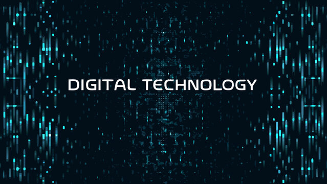 Abstract digital technology background with cascading binary code streams