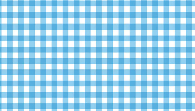 Blue and white gingham pattern with classic checkered design. Seamless textile background perfect for picnic themes, kitchen decor, packaging, summer branding, and fabric design.