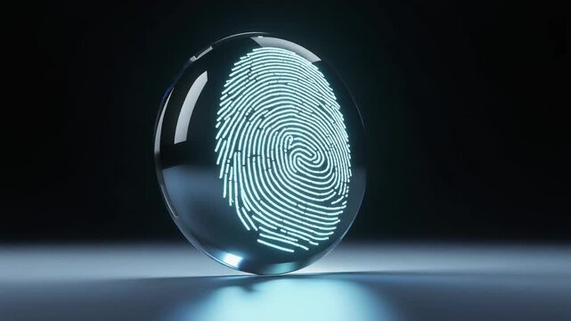 Biometric Security Video Digital Fingerprint Scanner High Tech Metallic Interface Glowing Cyber Identity Authentication