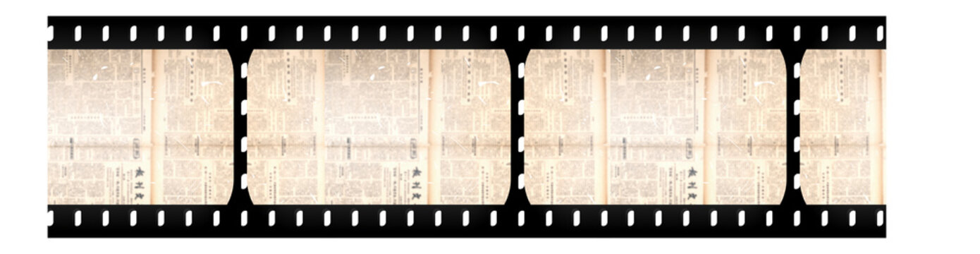 Strip of old celluloid film with dust and scratches - negative noise