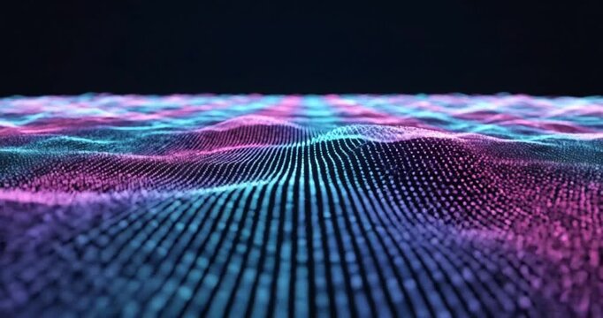 Futuristic digital wave pattern animation.