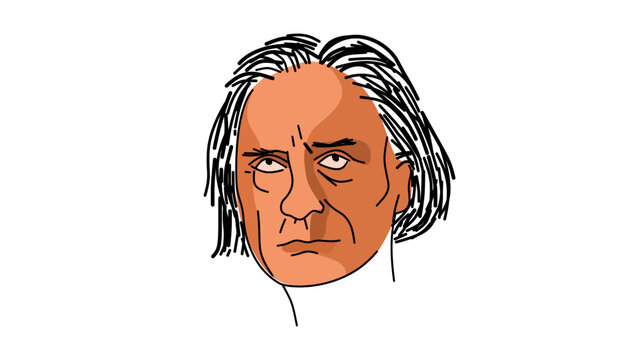 Franz Liszt Portrait, flat vector illustration