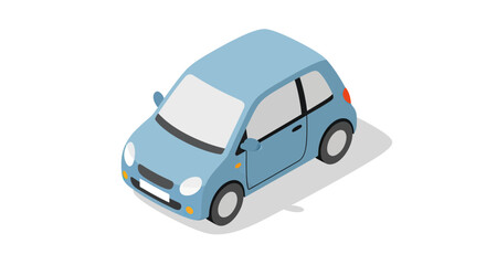 Fototapeta premium Isometric light blue compact city car vector illustration on white background