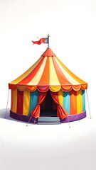 Obraz premium A colorful circus tent with a flag on top