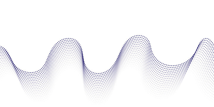 Blue abstract vector background with curved lines and a halftone dot pattern featuring a technology helix design for an artistic business template illustration