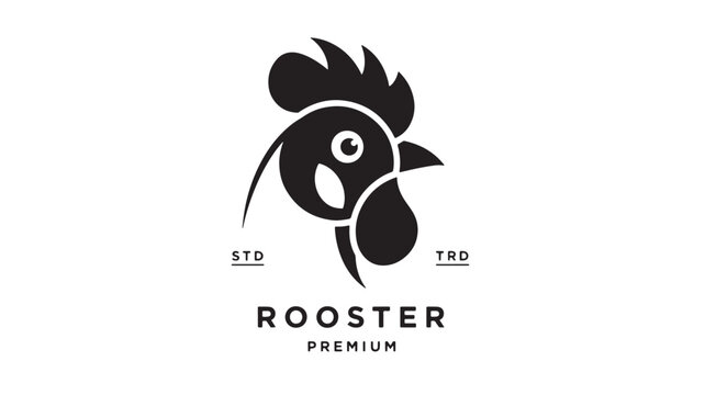 Rooster logo icon with premium typography and bold black silhouette for branding and identity design