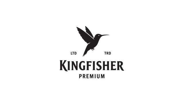 Hummingbird logo for Kingfisher Premium brand with wings icon and LTD TRD labels on clean white background