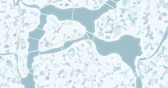Orange navigation routes. Network Visualization on City Map Background. Motion background futuristic 4K stock video