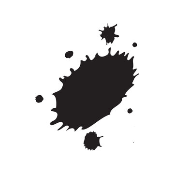 Oil shortage black scattered amorphous droplets, fluid spill pattern on white background.