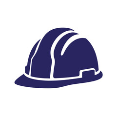 Fototapeta premium Dark blue silhouette of a construction hard hat showing protective headgear for industrial workers and engineers isolated on a white background