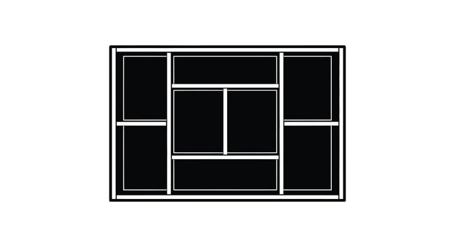 Black grid pattern resembling a window stark and minimalist silhouette