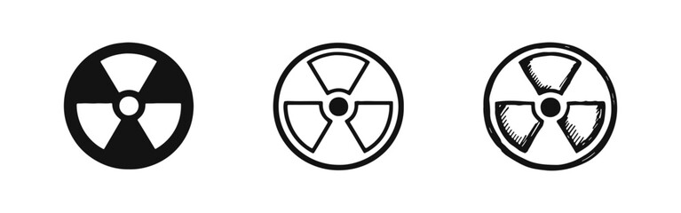 Fototapeta premium Radiation Trefoil Symbol Icon Set - Nuclear Energy Hazard Sign