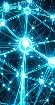 Abstract glowing network connections with lines and spheres on dark background