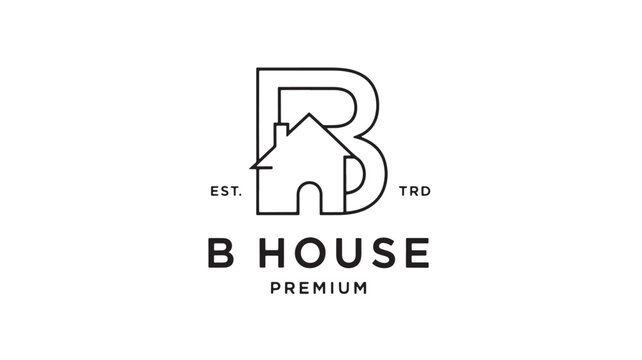 House logo icon with stylized letter B, arched windows and EST TRD accents, plus PREMIUM branding below